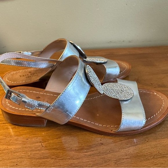 KATE SPADE Silver Sandals with Rhinestones Size 9.5m - Picture 1 of 6